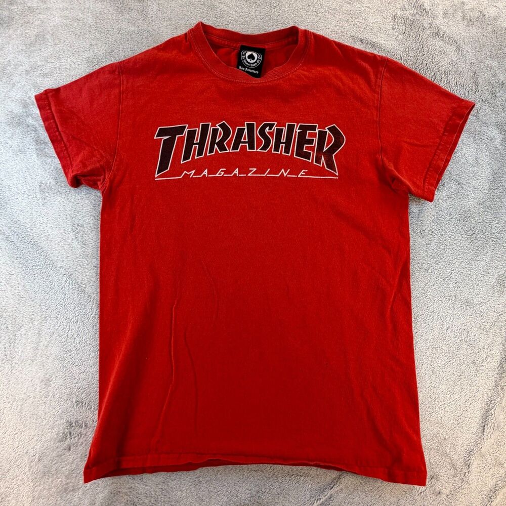 Thrasher Magazine Logo T-Shirt Mens Small Red Skate Graphic Tee